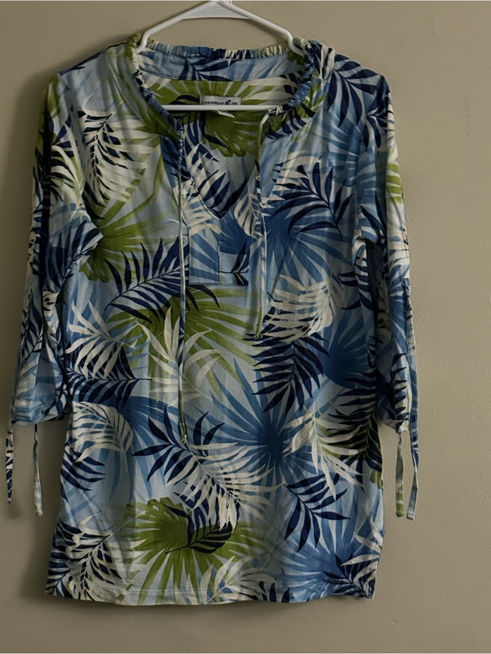 Caribbean Joe Green & Blue Tropical Pullover